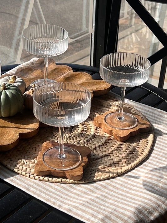 Mango Wood Scalloped coaster (set of 4)