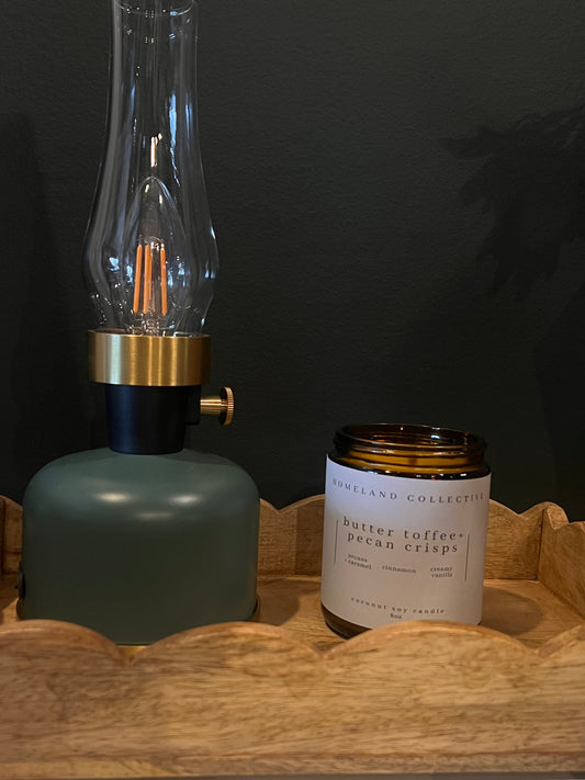 HC Butter toffee + Pecan crisps 8oz wood wick