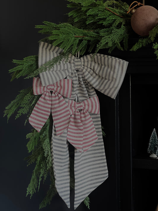 Striped Charcoal Bow Large