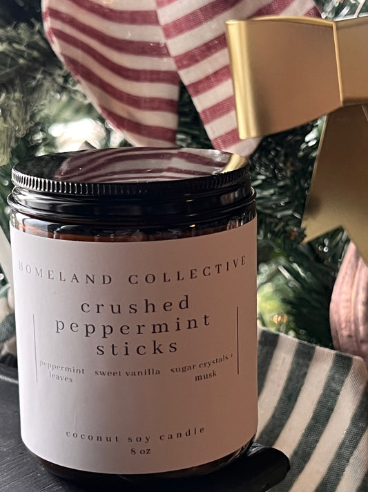 HC Crushed Peppermint Sticks 8ox Candle