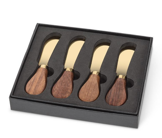 Gold + Walnut Pâté Spreader Set  4 Piece