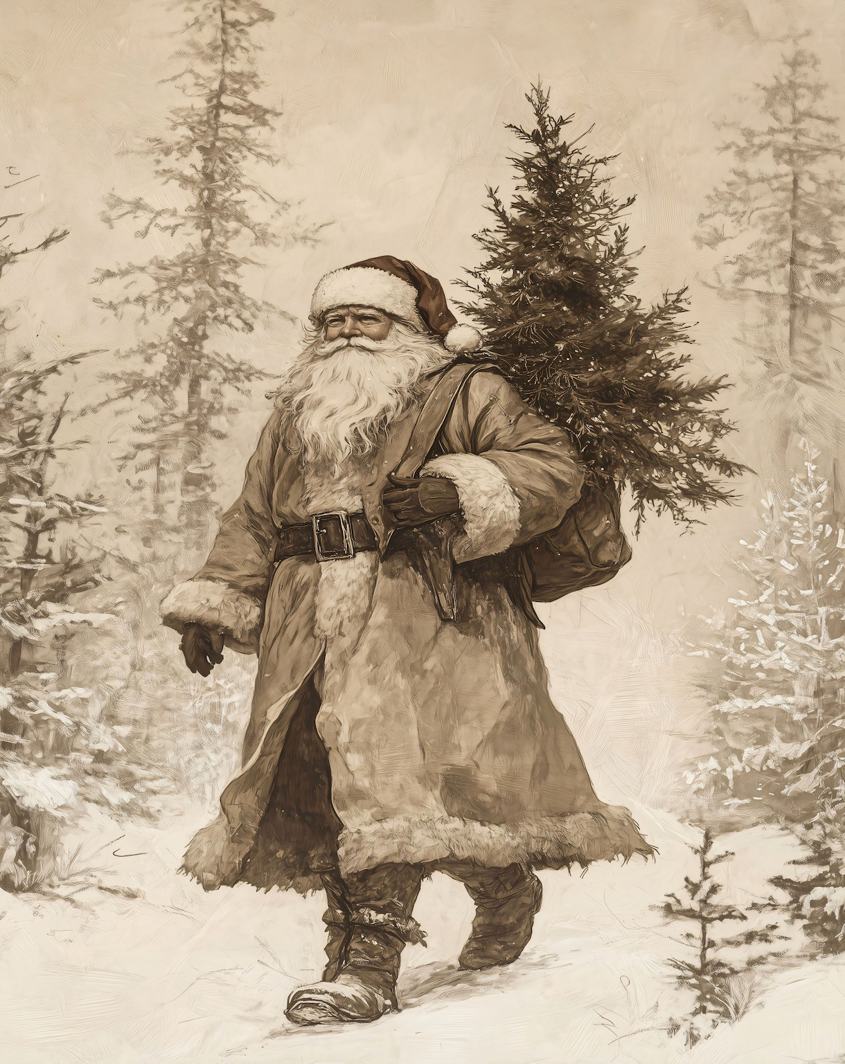 Antique Santa Print 8x10