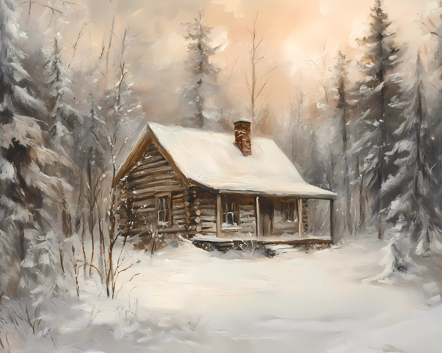Snowy Cabin Print  8x10