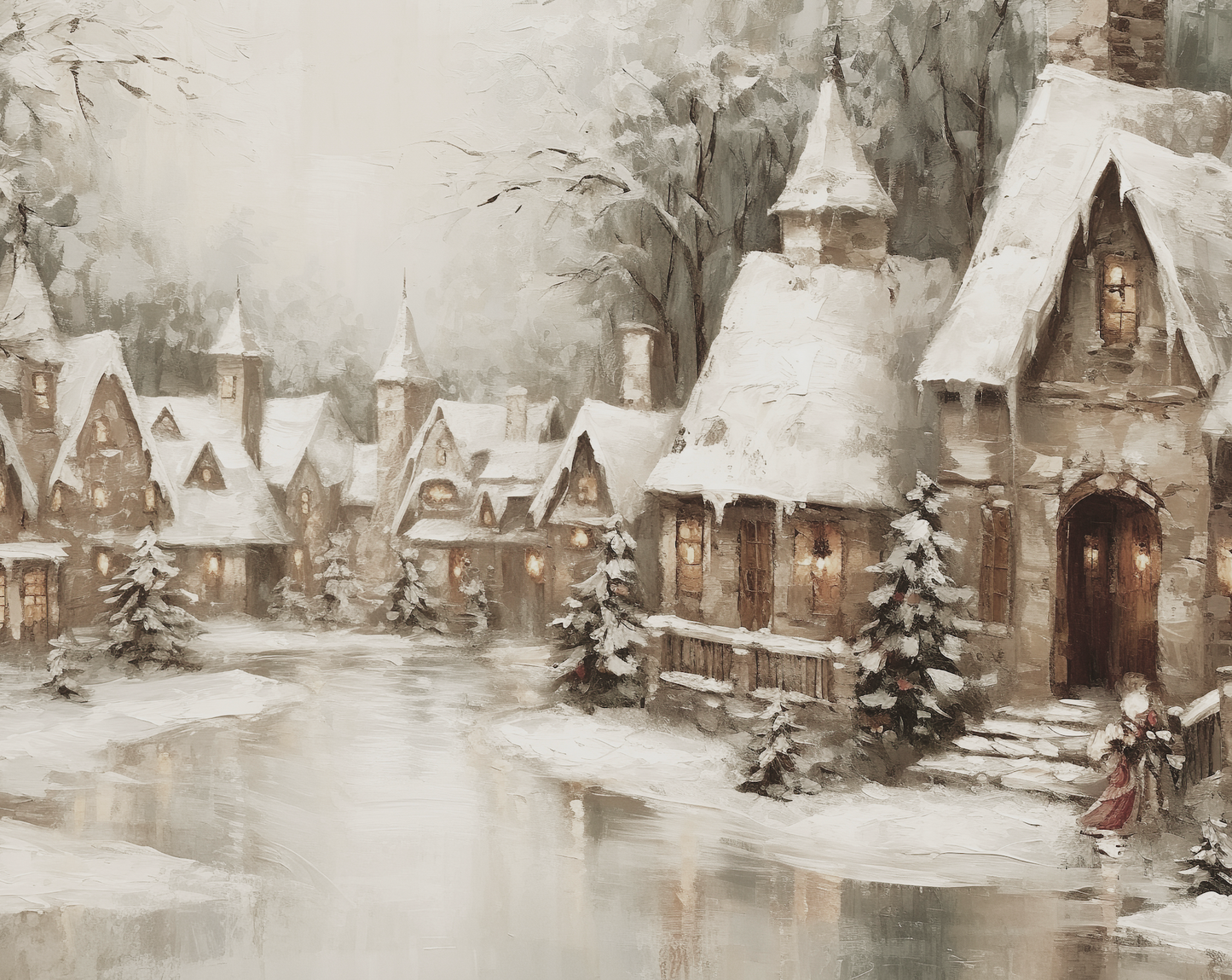 Winter Village Print 8x10