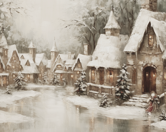 Winter Village Print 8x10