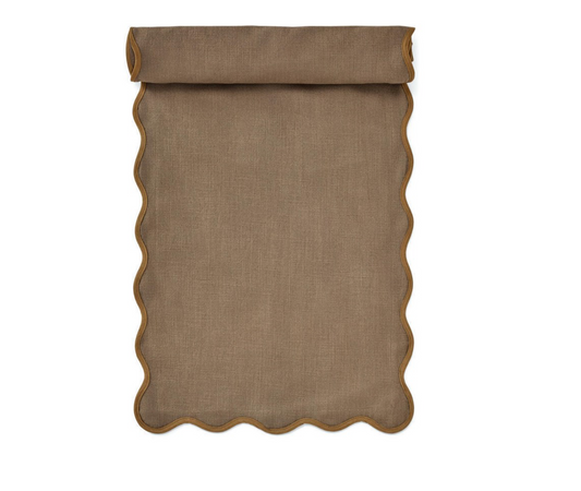 Scalloped Table Runner Brown