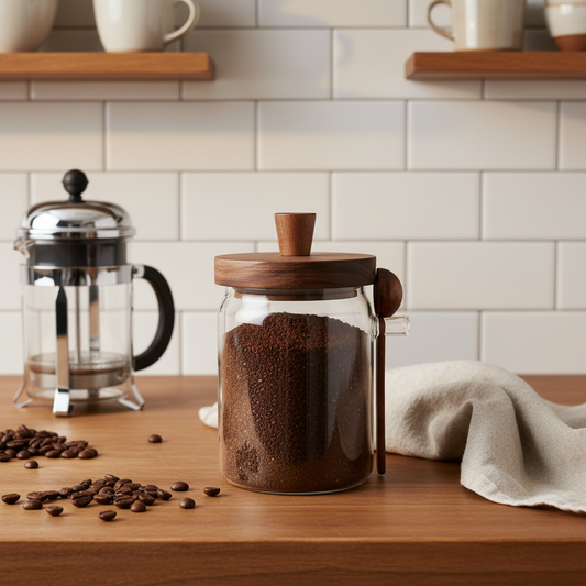 Glass Storage Pot with Wood Lid