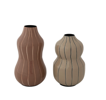 Enameled Metal Organic Striped Vase