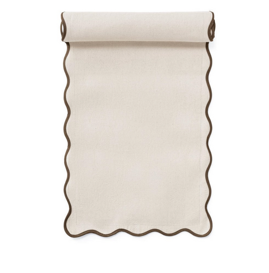 Scalloped Table Runner Cream