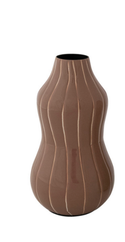 Enameled Metal Organic Striped Vase