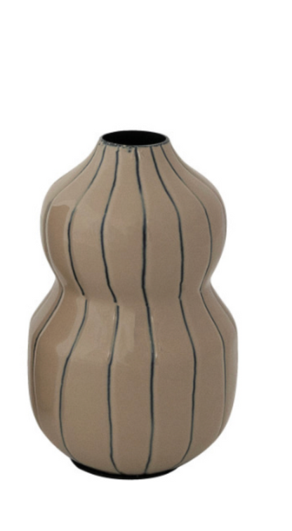 Enameled Metal Organic Striped Vase