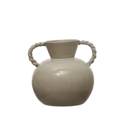Twisted Handle Stoneware Vase