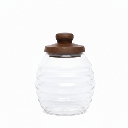 Glass Honey Jar with Wood Dipper