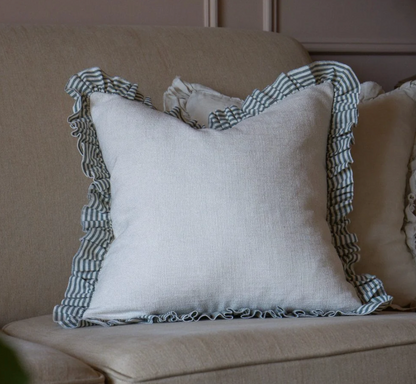 Bella Green and Cream Ruffle Pillow