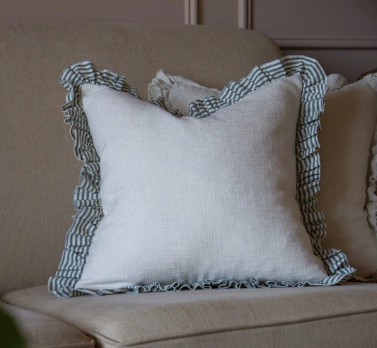 Bella Green and Cream Ruffle Pillow