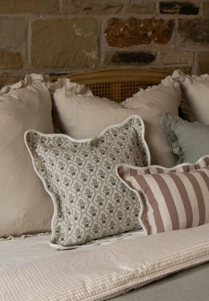 Chloe Sage Print Scalloped Edge Pillow