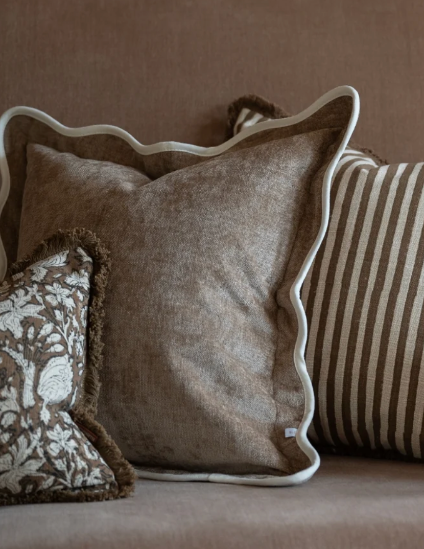 Chloe Coffee Scalloped Edge Pillow