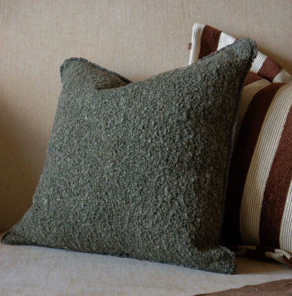 Sofia Olive Green Boucle Pillow