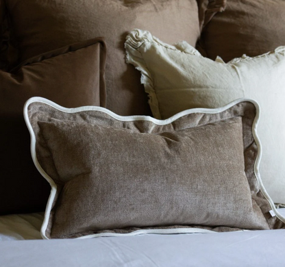 Chloe Coffee Scalloped Edge Lumbar Pillow