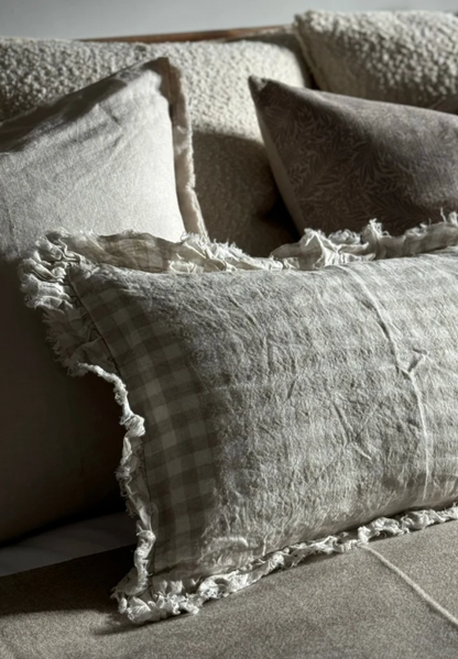 Hallie Gingham Ruffled Edge Lumbar Pillow