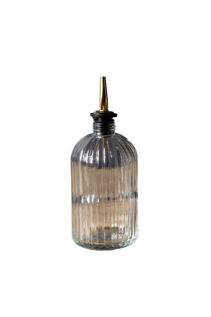 Olive Oil & Vinegar Glass Scallop Fluted Bottles