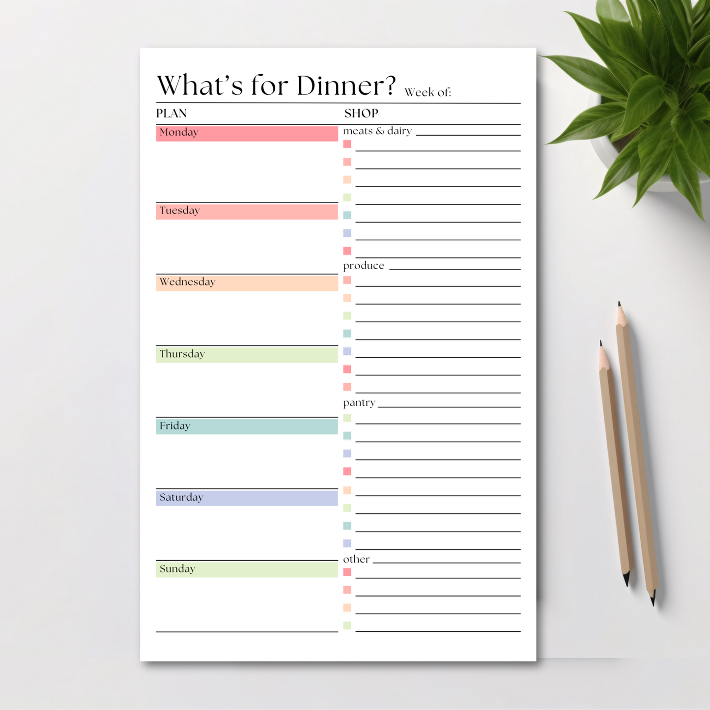 Weekly Meal Planner and Shopping List