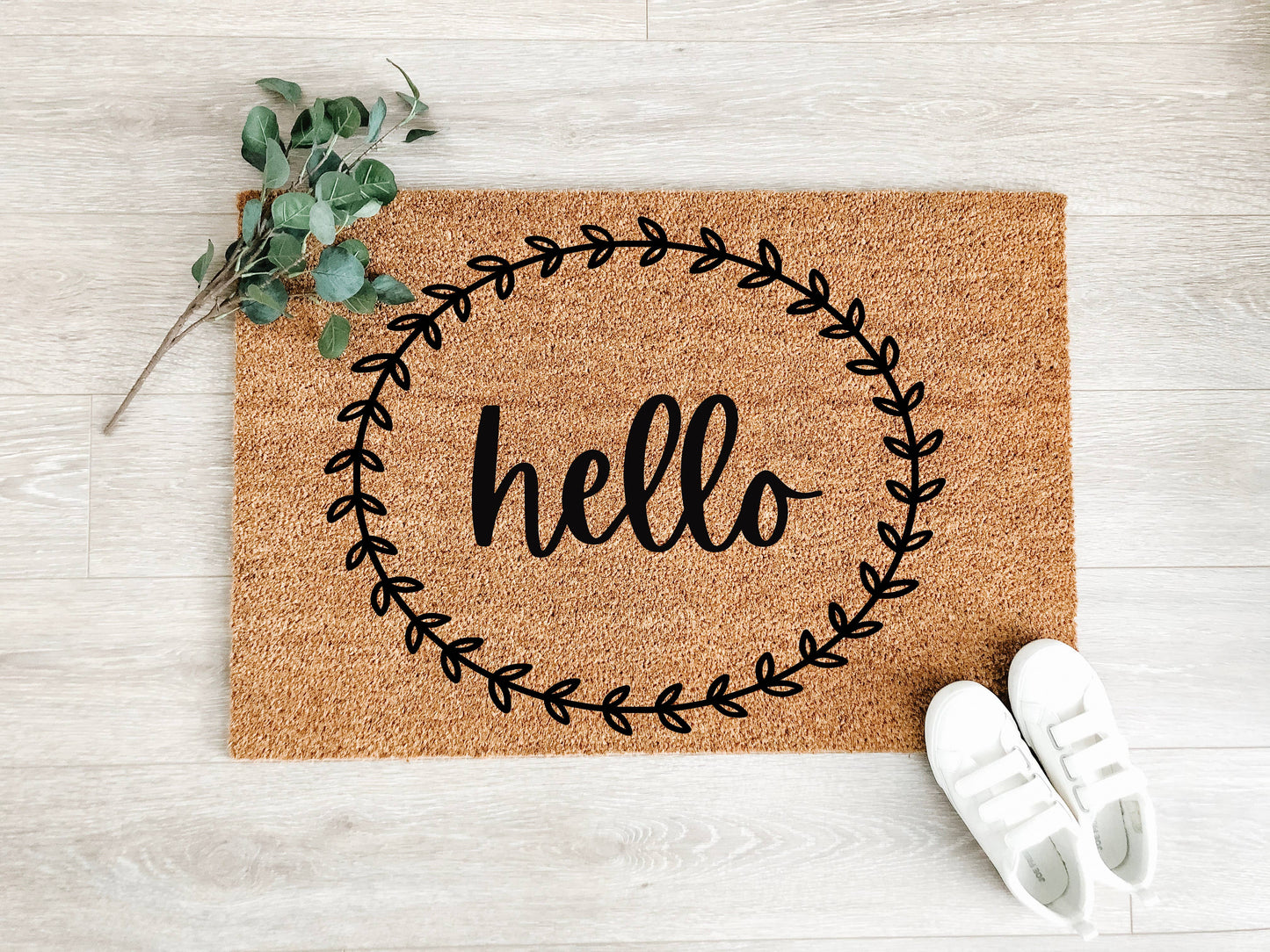 Hello Wreath Doormat: 3 Sizes