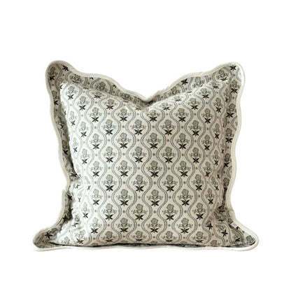 Chloe Sage Print Scalloped Edge Pillow