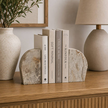 Caprie Beige Marble Bookends