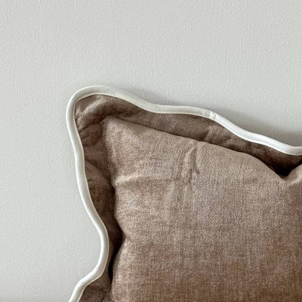 Chloe Coffee Scalloped Edge Lumbar Pillow