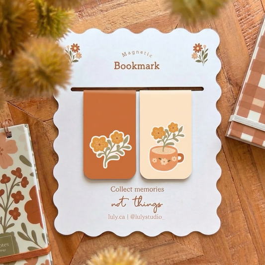 Magnetic Bookmark | Cup of Tea and Flowers