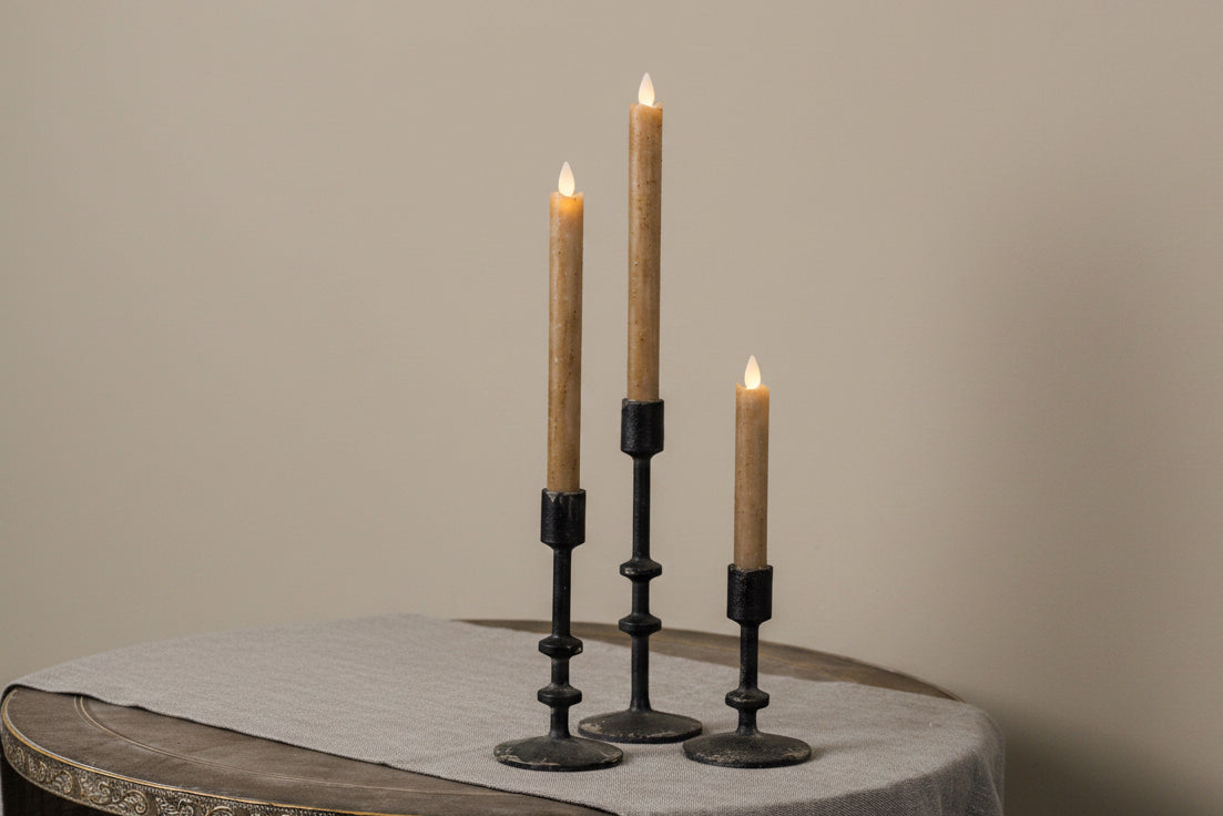 AGED BLACK TAPER CANDLESTICK HOLDER