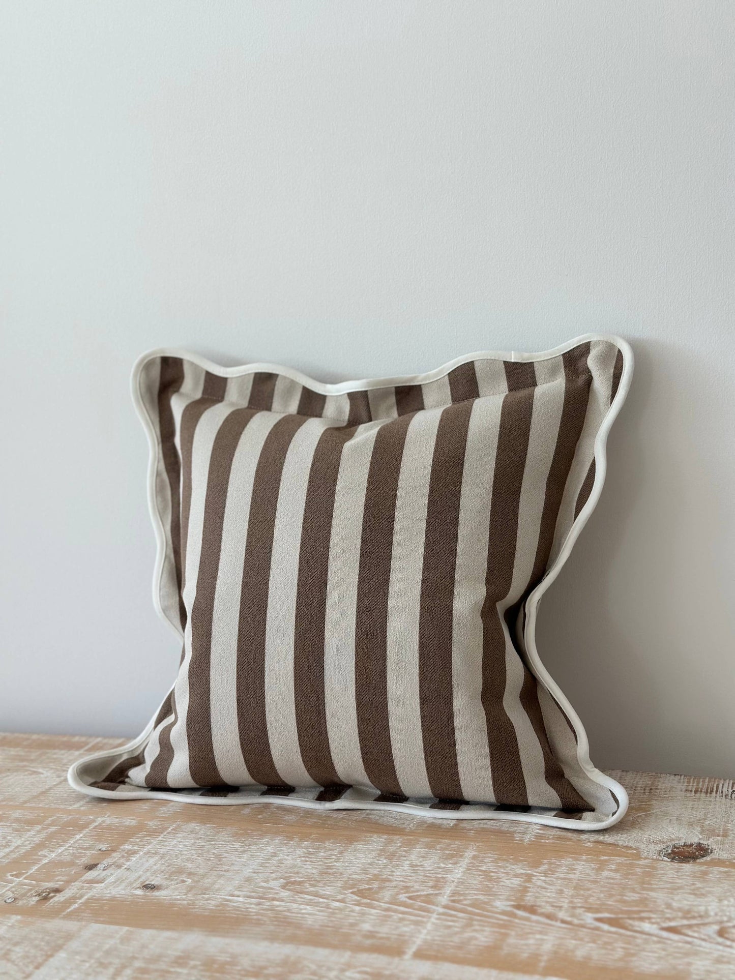 Chloe Brown Stripe Scalloped Edge