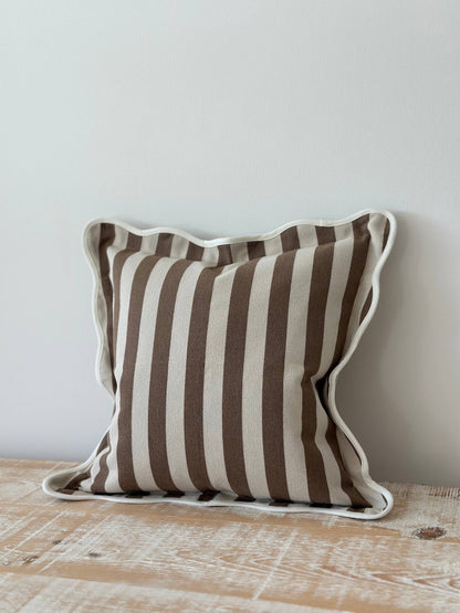 Chloe Brown Stripe Scalloped Edge