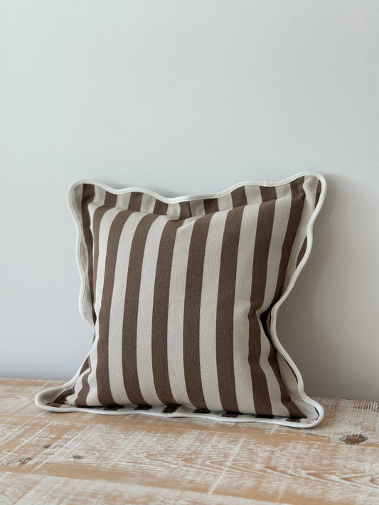 Chloe Brown Stripe Scalloped Edge