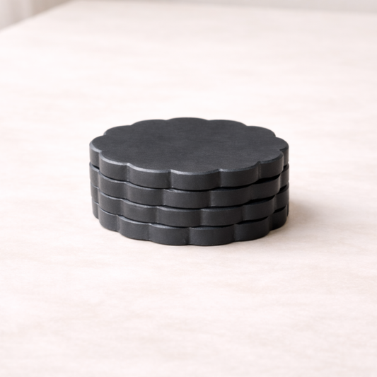 Black Marble Scalloped Coasters