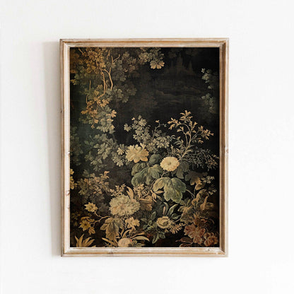 Faded Vintage Floral Tapestry Victorian Era Art Print: 8x10
