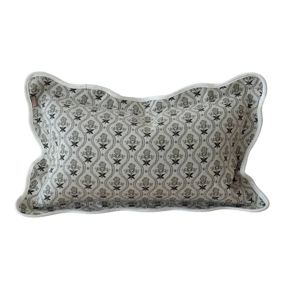 Chloe Sage Print Scalloped Edge Lumbar Pillow