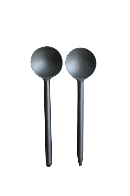 Hand Carved Mango Wood Spoons Black (set of 2)